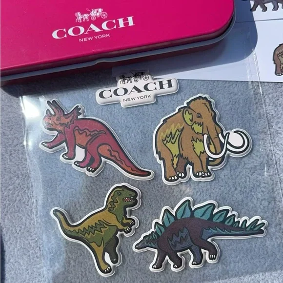 New Coach Dinosaur Tin Box Notepad Set with Stickers & Pen